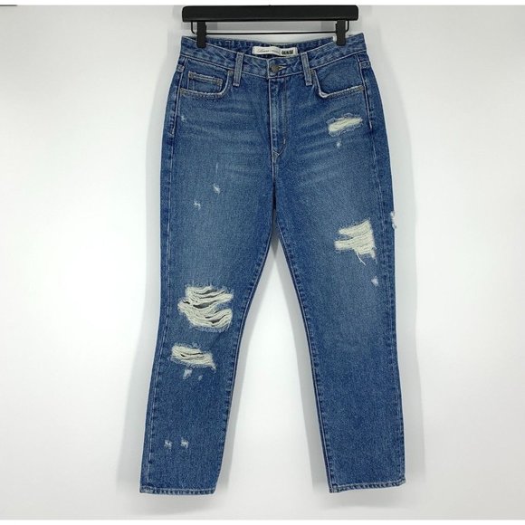Lovers + Friends Jeans Logan High Rise Tapered Blue Distressed Hollywood - Picture 3 of 12